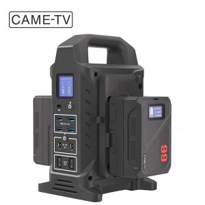 CAME-TV Cargador de baterías con doble montura en V, estación de alimentación y dos baterías Mini-99C
