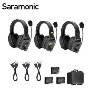 Saramonic WiTalk-WT3D Sistema de intercomunicación inalámbrico full-duplex para tres personas auriculares doble auricular (1,9 GHz)