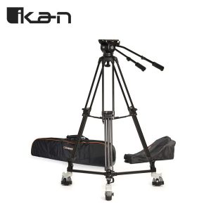 Ikan EG20A2D Kit de trípode y dolly con cabezal fluido de aluminio 2 etapas y 100 mm, capacidad 20 kg