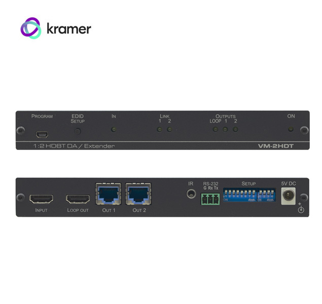 Kramer VM-2HDT distribuidor extensor HDBaseT DA 1: 2 + 1 4K60 4: 2: 0 HDMI