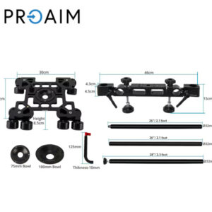 Alternative view of Proaim Breeza Pro Dolly para cámara con riel | Mitchell, adaptadores de montura Bowl 75 mm y 100 mm
