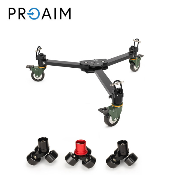 PROAIM DL-AGLE-01 Dolly ligero y resistente para piso o rieles, diseñado para trípodes con puntas